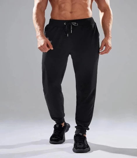 Slant Pocket Drawstring Waist Sports Pants (black)